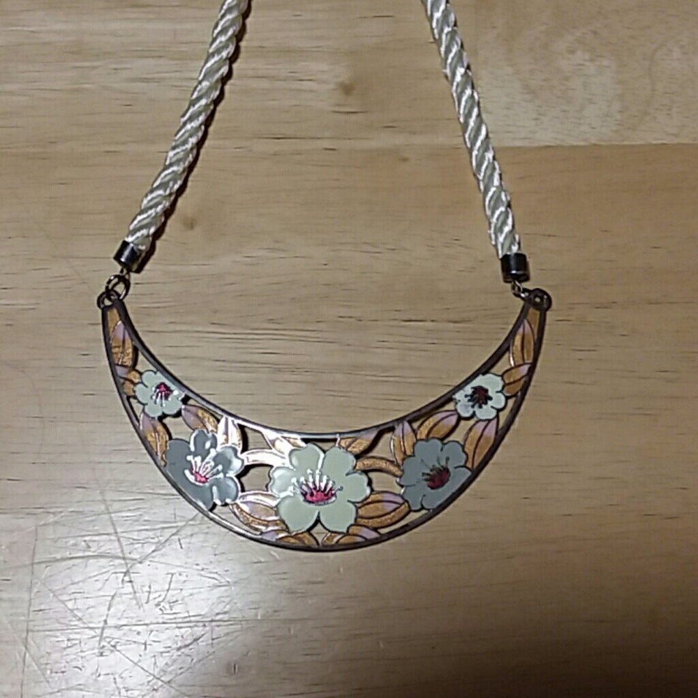 Ceramic flower rope necklace choker